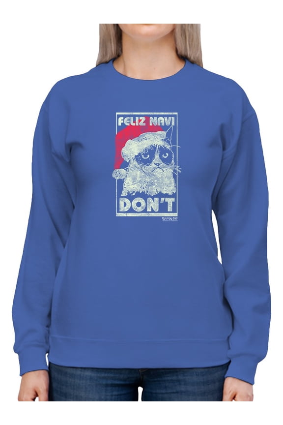 Christmas Grumpy Cat Sweatshirt Women -T-Line Designs, Female XX-Large