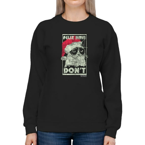 Christmas Grumpy Cat Sweatshirt Women -T-Line Designs, Female XX-Large
