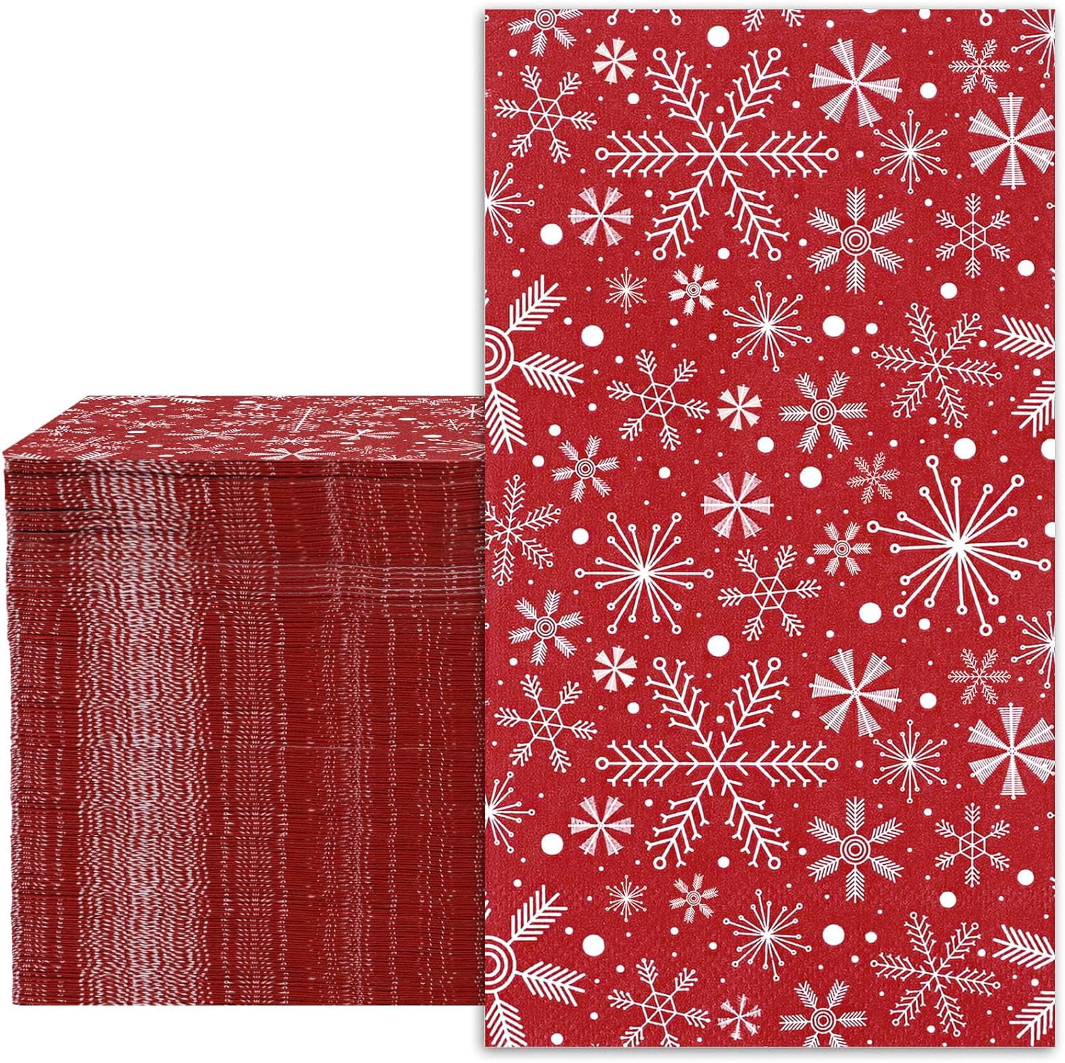 Christmas Guest Napkins 3 Ply Snowflake Red Disposable Paper Napkins