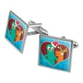 thumbnail image 1 of Christmas Gumby And Pokey In Heart With Santa Hat and Red Nose Square Cufflink Set - Silver or Gold, 1 of 6