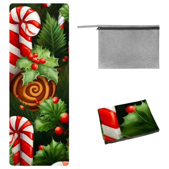 Christmas Gym Towel with Storage Bag, 72.8"x26.8", Suitable for Yoga, Pilates, Fitness, etc. - Gym Towels for Hot Yoga, Pilates, and Workouts