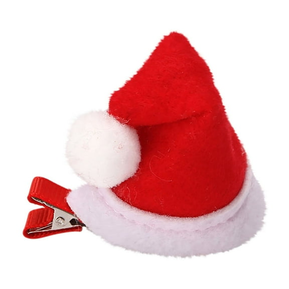 Christmas Hair Accessories, Children's Hairpin, Red Festive Small Hat Clip for Birthday and Holiday Parties, Plush Velvet Texture, Lightweight and Comfortable, Ideal Christmas Decoration Gift