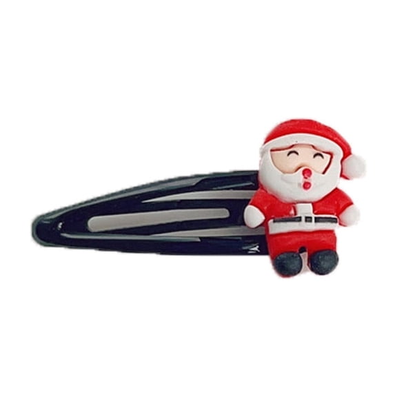 Christmas Hair Clips Barrettes, Santa Snowman Reindeer Holiday Party Decor with Non Slip Grip, Red Black Cute Xmas Hair Pins for Women Girls, Durable Metal Hair Accessories, F