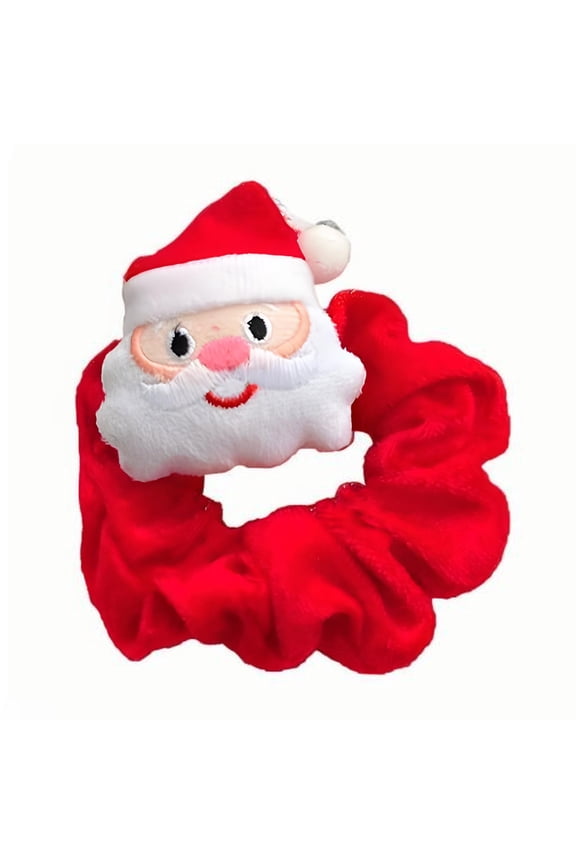 Christmas Hair Scrunchies Silk Hair Ties,Santa Claus Christmas Tree Elk Hair Bands Soft Velvet Christmas Hair Accessories Xmas Holders for Women
