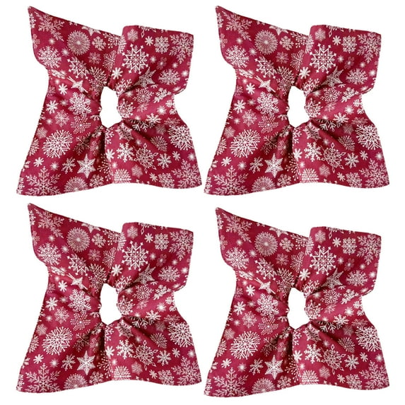 Christmas Hair Ties Merry Christmas Satin Hair Scrunchies Elastics Soft Hair Bands Accessories for Women Festival Holiday Xmas Party Supplies (4PCS Snowflake)