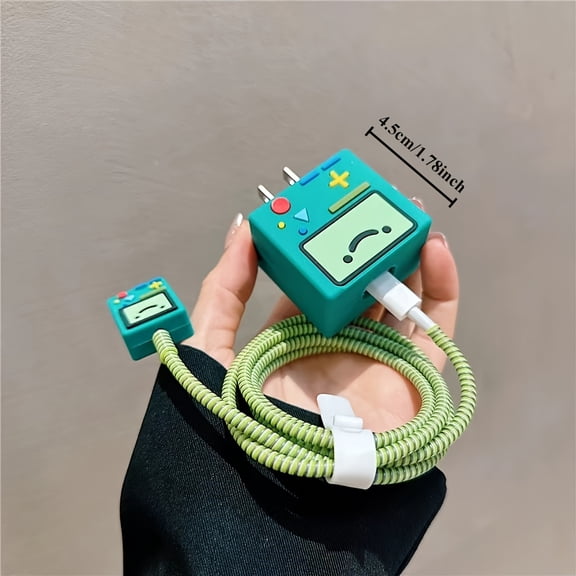 [Christmas Halloween] 4pcs Cartoon Robot Data Cable Protectors, 18W-20W Fast Charger Packaging with Protective Box and Cable Organizer, Perfect Gift for Christmas and Halloween