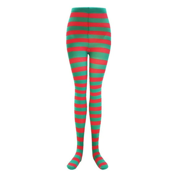 Christmas Halloween Contrast Color Stripe Pantyhose High Waist Full Length Stretch Tights Leggings Hosiery Party Costume