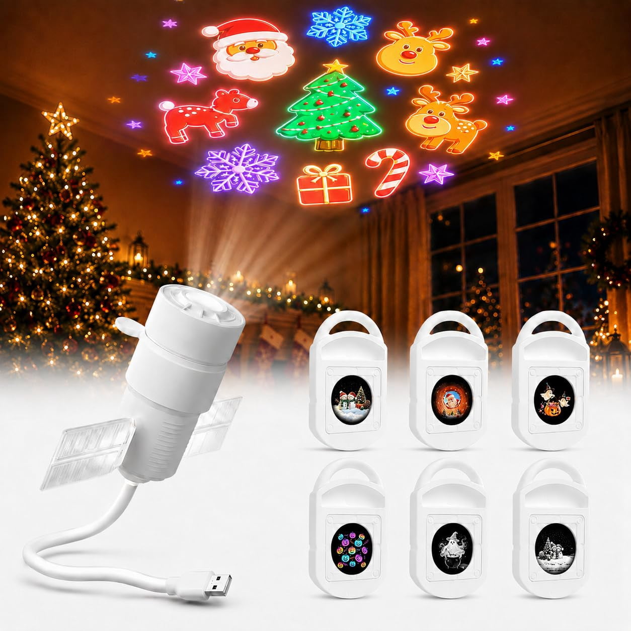Plug In Design Christmas & Halloween Holiday Projector Lights Indoor with 6/8/14 ...