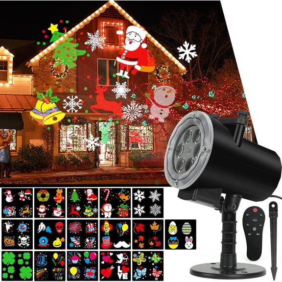 Christmas Halloween Lights Projector,Waterproof IP65 Indoor Motion Remote Control LED Projector Lights, 16 Slides Holiday Light Party Outdoor Garden House Apartment Kids Room Night