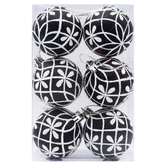 Christmas Halloween Ornaments Set, 6pcs Black and White Shatterproof Christmas Tree Decorations Ball Ornaments Bulk, 2.36 Inches Modern Hanging Ornaments for Xmas Trees Holiday Decor
