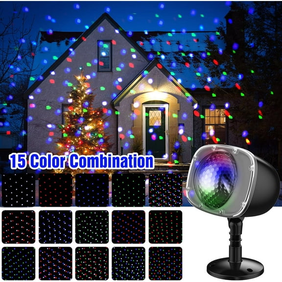 Christmas Halloween Projector Lights Outdoor,Indoor 15 Colors Snowfall Rotating Falling Snow Projector with Remote and Timer,Waterproof Landscape Lights for Home Yard Garden Window Christmas Decor