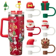 Christmas Halloween Straw Covers Cap Compatible with Stanley Cup 30 40 oz, Silicone Reusable Drinking Straw Topper, Funny Tumbler Accessories 2025 Halloween Christmas Gifts (Christmas-8pcs)