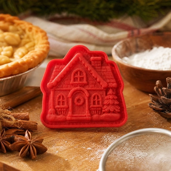 Christmas Hand‑Press Cookie & Hand Pie Molds, BPA‑Free ABS Embossing Pastry Cutter Sealer, Holiday Dough Press Molds for Baking, Family DIY Baking Tools