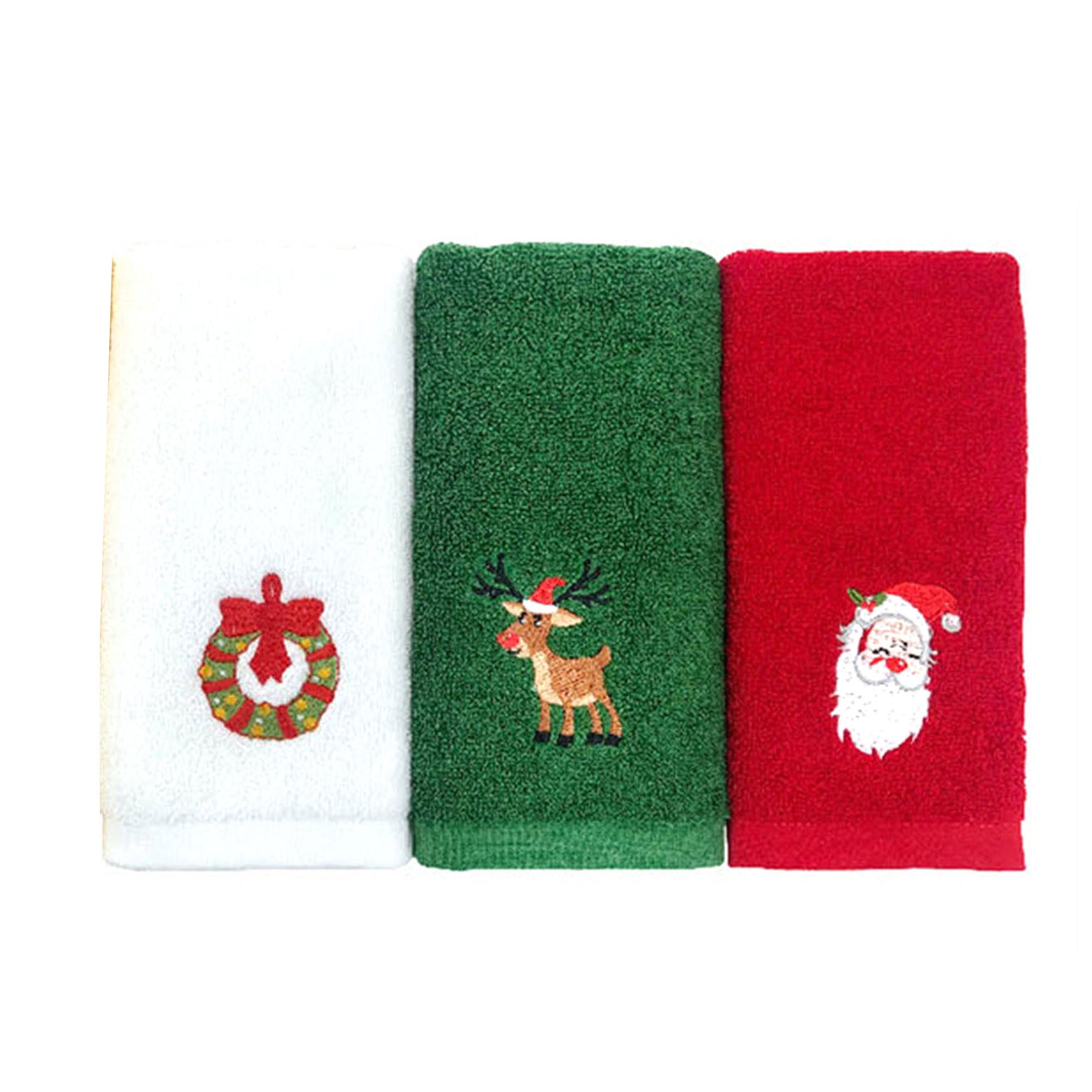 Christmas Hand Towels 3 Pieces Set 100% Cotton for Bathroom Kitchen ...