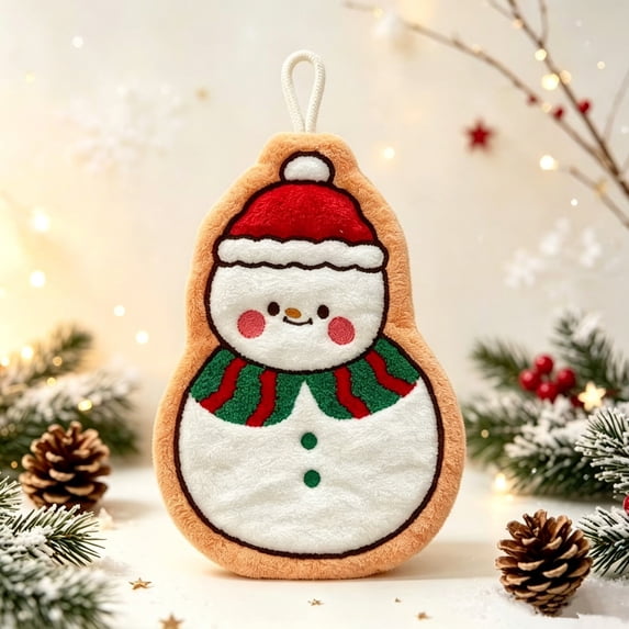 Christmas Hand Towels with Hanging Loop Soft Santa Dishtowels Xmas Hanging Washcloths Christmas Holiday Bathroom Kitchen Dish Towels Set for Drying Cleaning Cookin