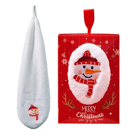 Christmas Hand Towels, Holiday Kitchen Towels, Embroidered Christmas Hand Towels Set for Drying Cleaning Cooking and Baking, Soft Cotton 13.7x13.7 Inch Decorative Gift Set