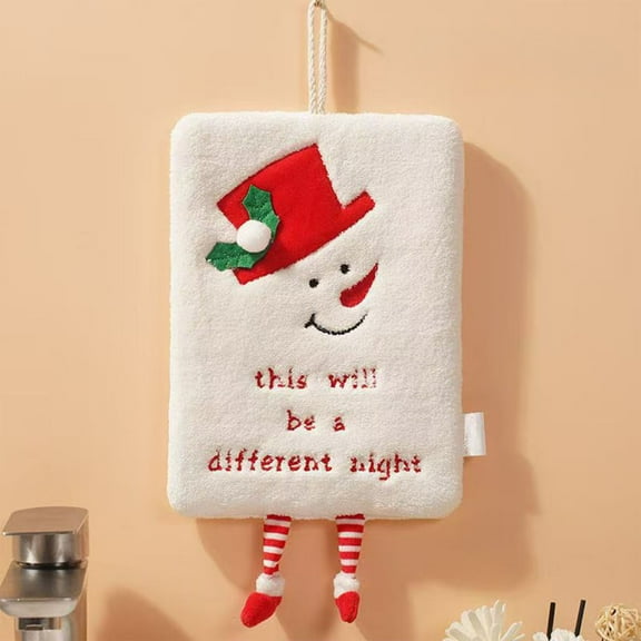 Christmas Hand Towels - Holiday Kitchen Towels with Soft Flock Design, Fast-Drying & Hanging Loop for Bathroom & Kitchen, Festive Gift for Hostess