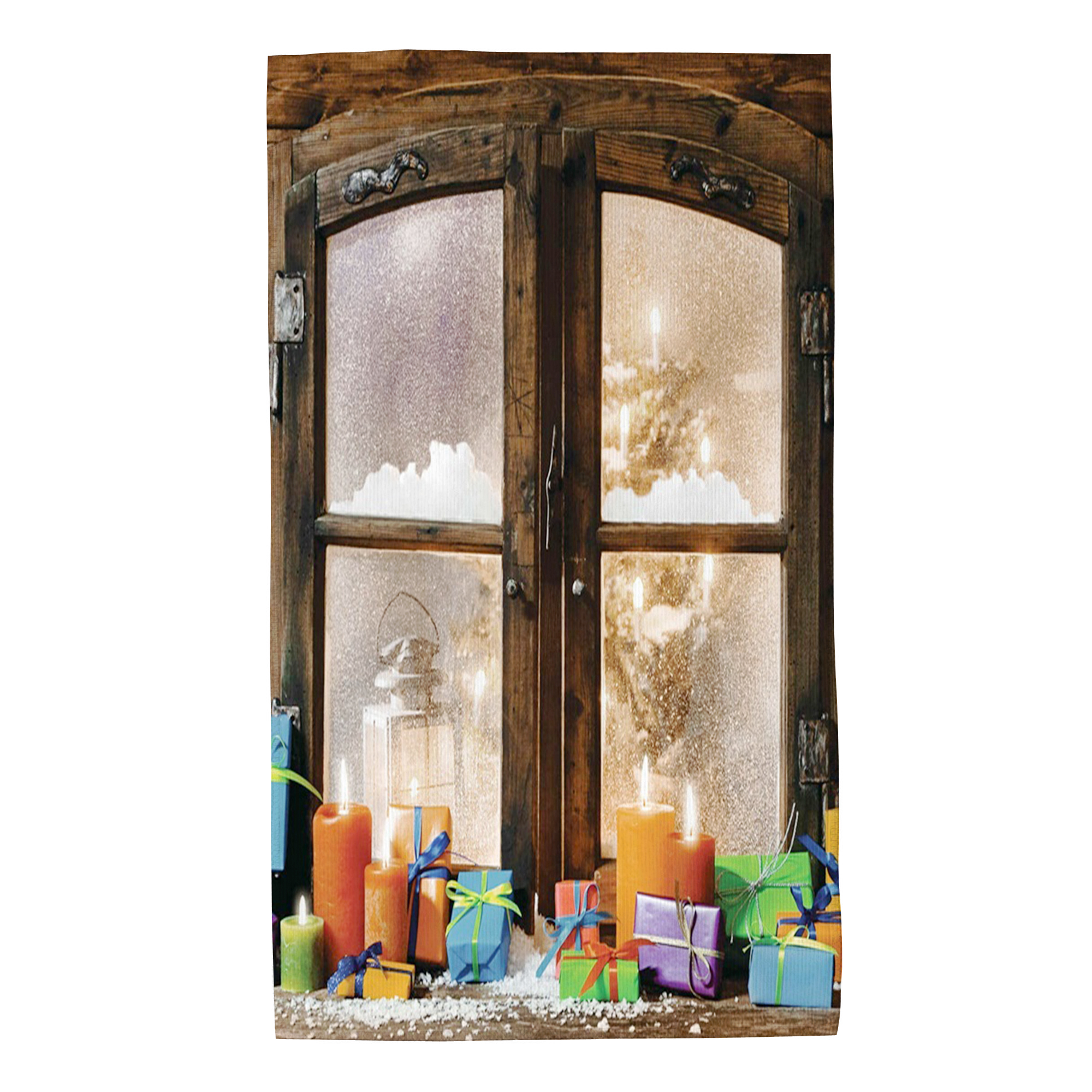Christmas Hand Towels,Snow Weather Rustic Style Window,Ultra Soft Hand