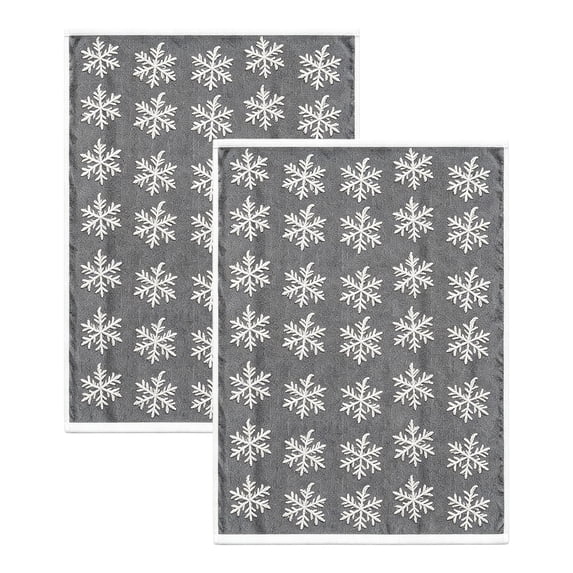 Christmas Hand Towels for Bathroom Set of 2, 100% Quick Dry, 3D Embroidered, 15.7"x23.6", Gray