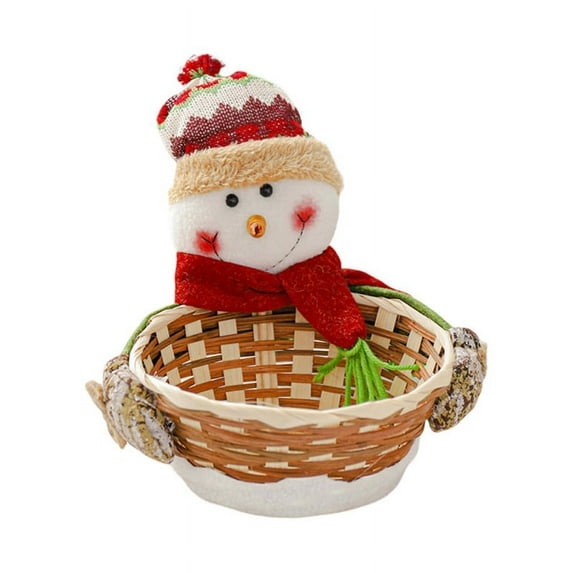 Christmas Hand-Woven Baskets Shelf Storage, Xmas Snowman Decorative Basket for Gifts,Kids Toys, Living Room, Bedroom