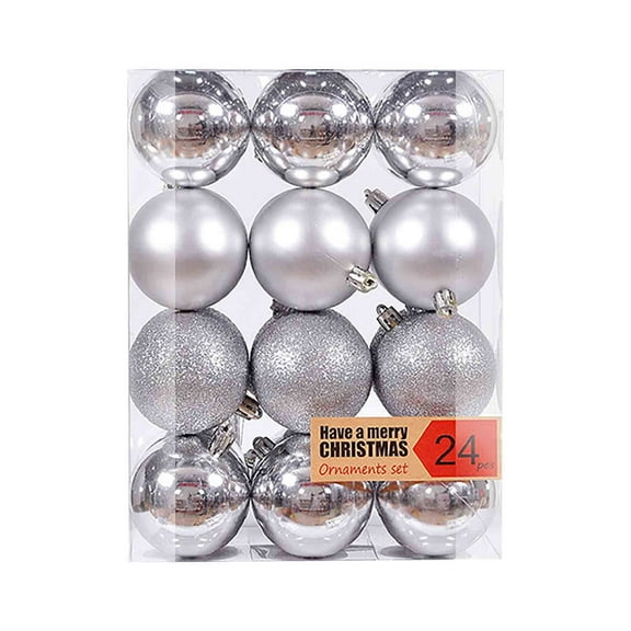 Sahpxhe Christmas Hanging Ball Ornaments Christmas Tree Decorations Christmas Plastic Balls Electroplating Decoration Hanging Decoration Set 24Pcs 3cm