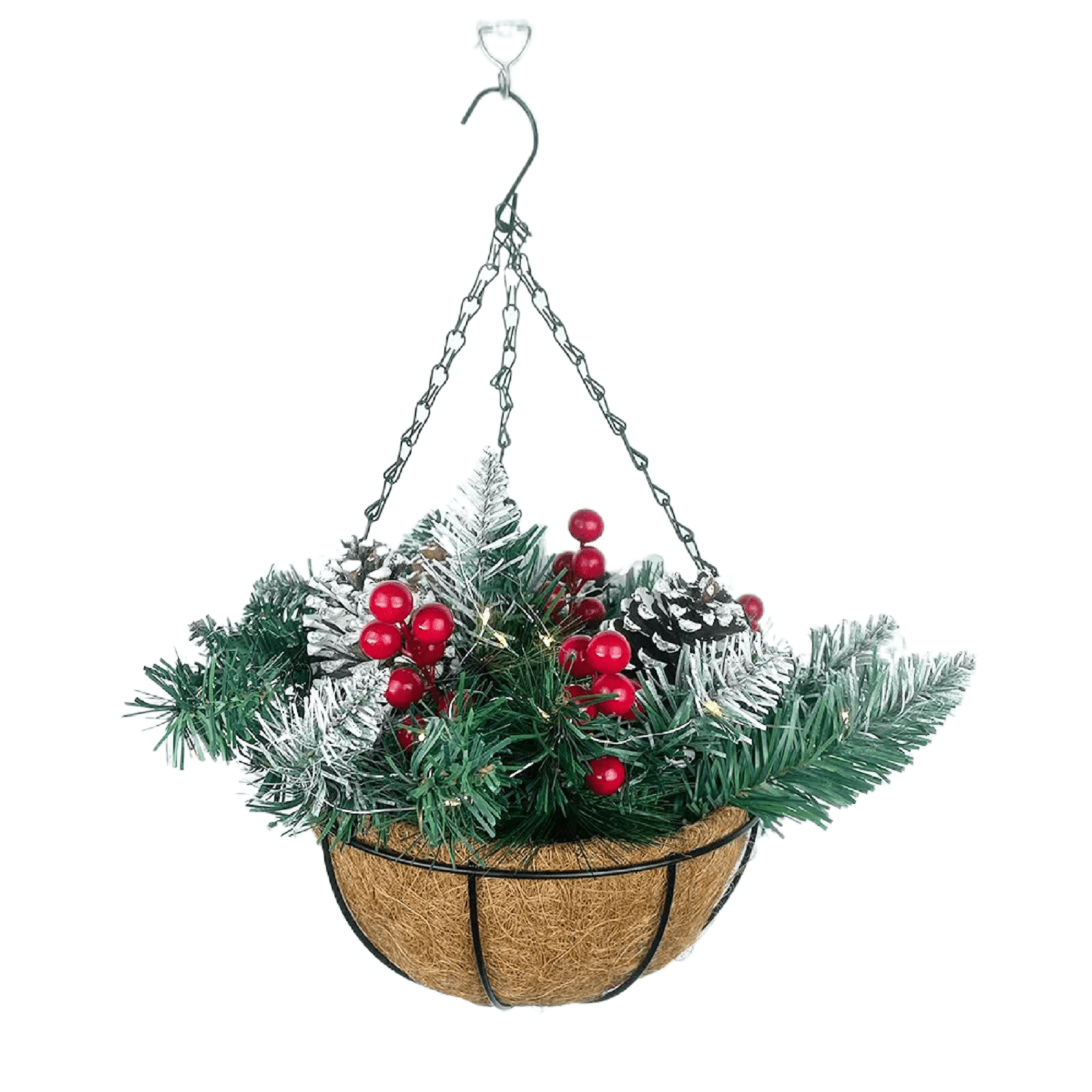 Christmas Hanging Basket with LED Lights Wall Fake Plant Fall Flowers