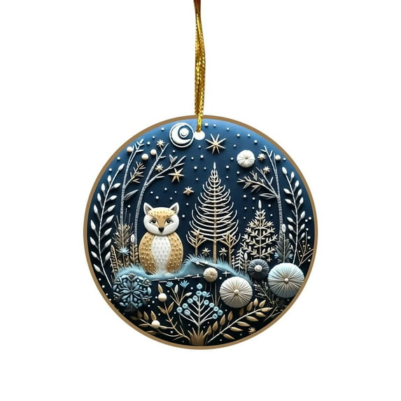 Christmas Hanging Christmas Gifts for Family Colleagues Christmas Tree Round Decoration, Navy #1