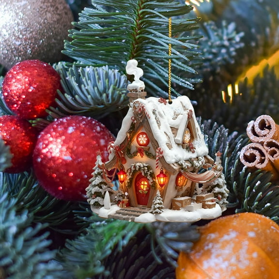 Christmas Hanging Decoration, Acrylic Miniature House Ornament, Indoor Tree Holiday Decor, Exquisite Holiday Gift