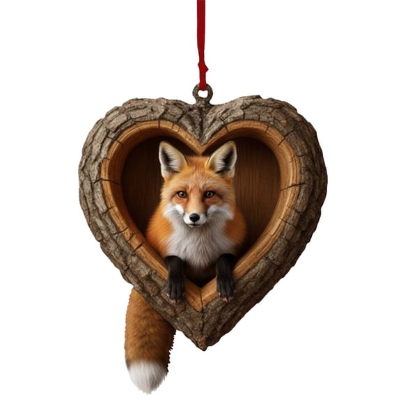 Christmas Hanging Decoration Animal Theme Heart Shape Acrylic 2D Decoration for Xmas Tree Holiday Gifts (C)