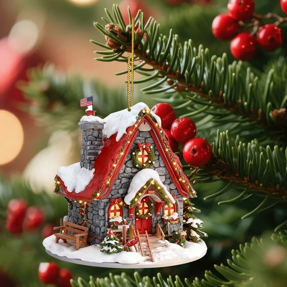 Christmas Hanging Decoration Christmas Tree Decoration Exquisite House Acrylic Hanging Decoration Decoración de vacaciones