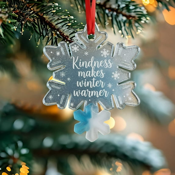 Christmas Hanging Decoration for Xmas Tree, Acrylic Ornaments Holiday Appreciation Gifts for Coworkers, Friends, Women (Snowflake)
