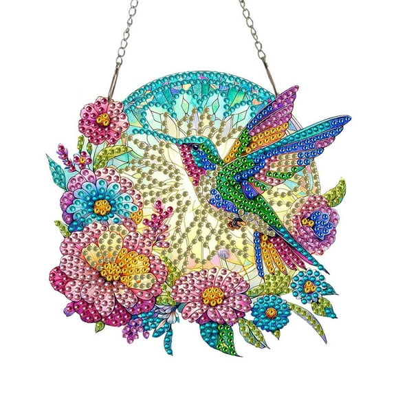 Christmas Hanging Decorations,Diamond Painting Flowers Pendant Kits, Animal Gem Art Suncatchers Painting Ornament for Home Garden Wall Decor
