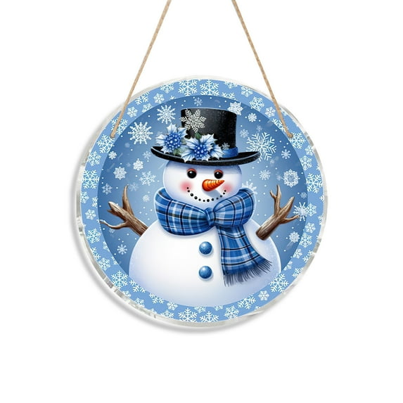 Christmas Hanging Door Sign – Snowman Scene PVC Pendant with Rope for Indoor Outdoor Holiday Home Wall Tree Party Decorations – Reusable Festive Ornament