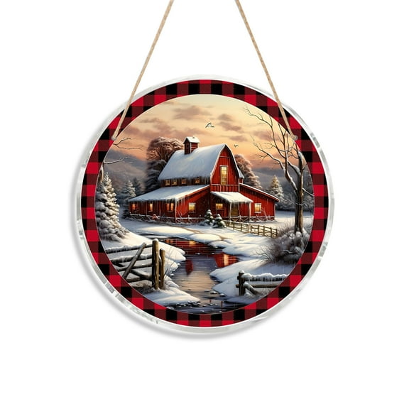 Christmas Hanging Door Sign – Snowman Scene PVC Pendant with Rope for Indoor Outdoor Holiday Home Wall Tree Party Decorations – Reusable Festive Ornament