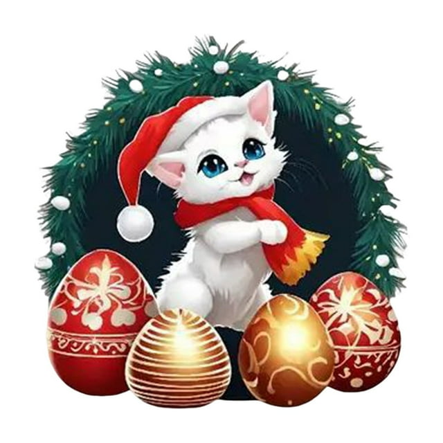 Christmas Hanging Flat Acrylic Double Side Cute Cartoon Cat Pattern