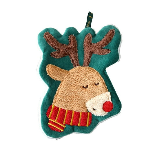 Christmas Hanging Hand Towel – Cute Snowman Santa Reindeer Festive Fleece Kitchen & Bathroom Towel with Loop, Holiday Decor for Kids & Home