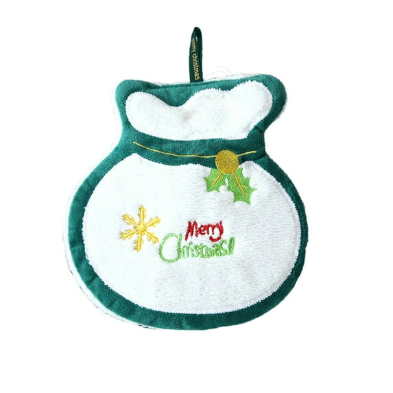 Christmas Hanging Hand Towel – Cute Snowman Santa Reindeer Festive Fleece Kitchen & Bathroom Towel with Loop, Holiday Decor for Kids & Home