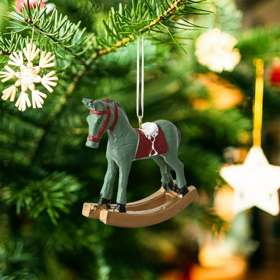 Christmas Hanging Horse Figurine, Layout Artwork Ornament Rocking Horse Hanging Ornament New Year Gift Home Decoration