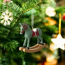Christmas Hanging Horse Figurine, Resin Artwork Ornament Rocking Horse Vintage Hanging Ornament, Christmas New Year Gift Home Decoration