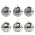 thumbnail image 1 of Christmas Hanging Mini Disco Ball Ornaments, 6cm Silver Reflective Disco Balls for Christmas Tree Holiday Party Wedding Supplies (6PCS), 1 of 8