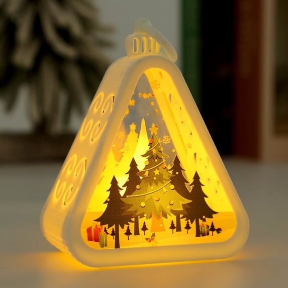 Christmas Hanging Night Light, Merry Christmas Tree Santa Snowman LED Lamp, Battery Operated Warm Glow Ornament for Xmas Tree Window Mantel Home Decor