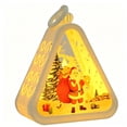 thumbnail image 1 of Christmas Hanging Night Light – Triangular LED Lamp with Tree, Santa & Snowman Pattern, Warm White Glow, Battery Operated Desktop Decor for Xmas Home, 1 of 7
