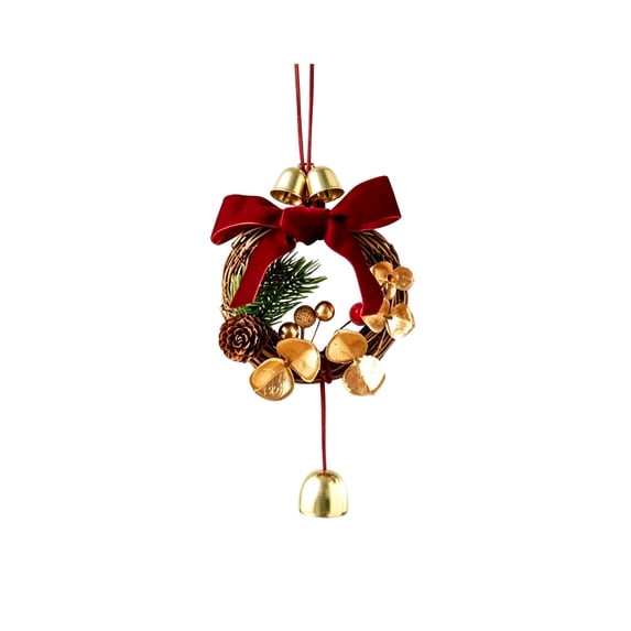Christmas Hanging Ornament Festive Bell Decoration with Wreath Basket Holiday Tree Decor