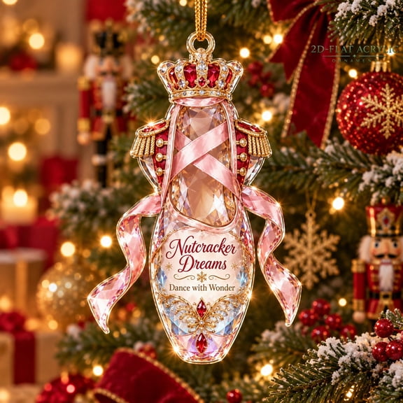 Christmas Hanging Ornament Nutcracker Ballet Shoe, Acrylic Tree Decoration for Dancers