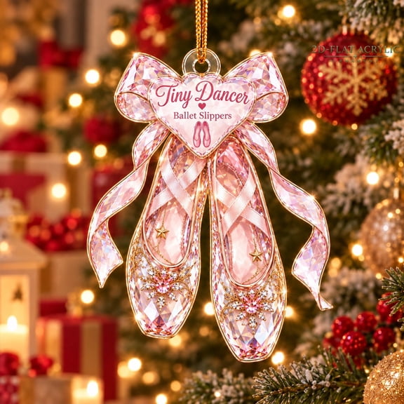 Christmas Hanging Ornament Tiny Dancer Ballet Slippers Acrylic Tree Decoration for Dancers