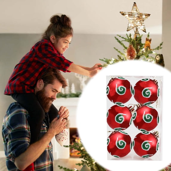 Christmas Hanging Ornaments,2.4 Inches 6cm Set Of Painted Christmas Balls Decorative Props Hand Painted Plastic Electroplated Balls Festival Decoration Scene Props Party Home Office Holiday Decor
