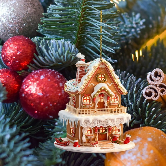 Christmas Hanging Ornaments Winter Cottage Pendant Christmas Tree Decorations Holiday Gift Ideas Snowhouse Ornament Housewarming