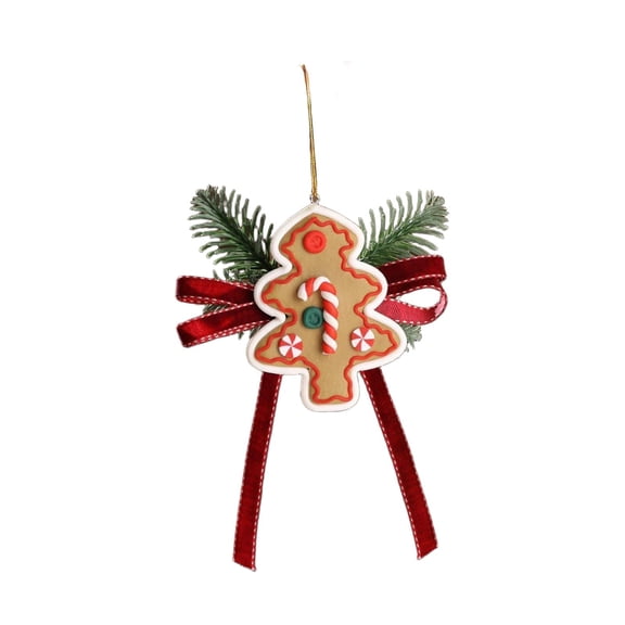 Christmas Hanging Pendant Gingerbread Bow Tree Ornaments Soft PVC Material for Kids Family Christmas Tree Decor