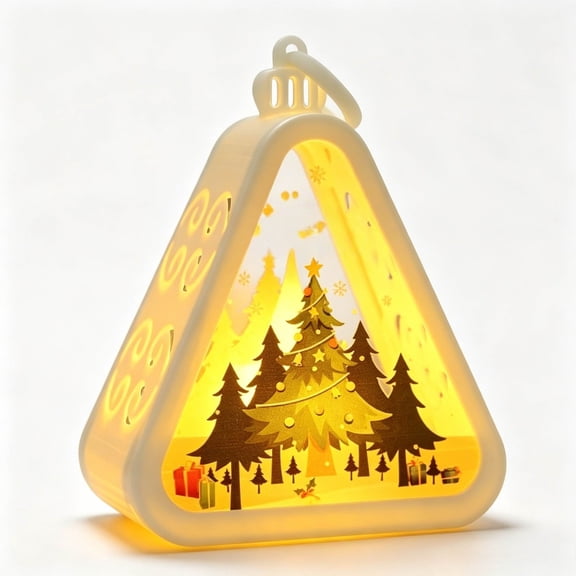 Christmas Hanging Retro Night Light, Mini Vintage Triangle Lantern Christmas Decorations for Table Mantel Xmas Tree Window Home Decor
