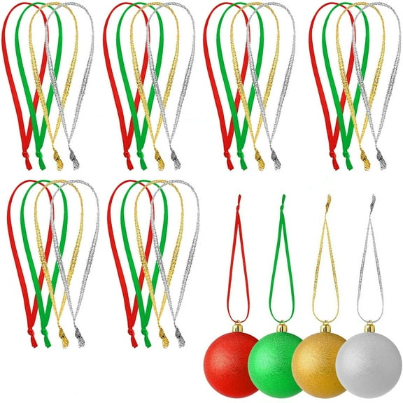 Christmas Hanging Ribbons,Bexikou 200 Pcs Christmas Ribbons Hangers String Hanger Hand Tied Ornament Ribbon Loops Christmas Tree Holiday Party Hanging Decoration Strings